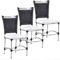 3 Cadeira Em Alumínio E Fibra Sintética Jk Cozinha Edícula - Trama