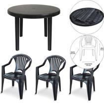 3 Cadeira Poltrona 1 Mesa Redonda para Área De Lazer Preta 3 Cadeira Poltrona 1 Mesa Redonda para Área De Lazer Preta