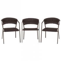 3 Cadeiras Atenas Tricô Náutico e Alumínio Edícula e Cozinha Trama