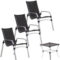 3 Cadeiras E Mesa De Centro Para Área Trama Original