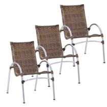3 Cadeiras Giovana em Alumínio Para Cozinha, Área, Jardim Trama Original