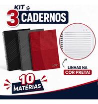 3 Cadernos 10 Matéria 160fls Universitário Confetti Modelos