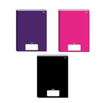3 cadernos brochurão (20x27,5cm) Stiff rosa, lilás e preto