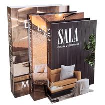 3 Caixa Livro Decorativa Home Decoração Sala Quarto Porta Objetos