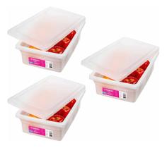 3 Caixa Organizadora 5L Plastico Branco Multiuso Com Tampa
