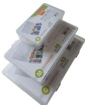 3 Caixa Organizadora Box P M G Transparente Com Divisórias Para Medicamento Artesanato Miçangas