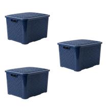 3 Caixa Organizadora Cesto Multiuso 18 Litros Rosa Azul Criança Com Tampa Empilhavel Rattan 3 Caixa Organizadora Cesto Multiuso 18 Litros Rosa Azul Criança Com Tampa Empilhavel Rattan