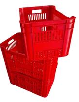 3 Caixa Plástica Hortifruti Agrícola Vermelha Feira Mercado Loja 3 Caixa Plástica Hortifruti Agrícola Vermelha Feira Mercado Loja