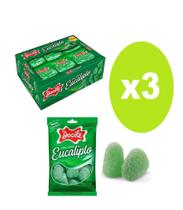 3 caixas Bala de Goma Mini Sino Eucalipto 24X18g - Docile