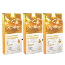 3 Caixas C/20 Folhas de Cera Depilatória Corporal Natural - Depilflax