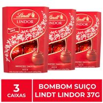 3 Caixas de 37g, Bombons de Chocolate Suiço, Lindt Lindor