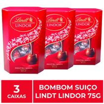 3 Caixas de 75g, Bombons de Chocolate Suiço, Lindt Lindor