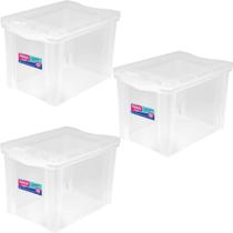 3 Caixas Organizadoras Ordene com Tampa Click 30L 42,5x30,5c 3 Caixas Organizadoras Ordene com Tampa Click 30L 42,5x30,5c