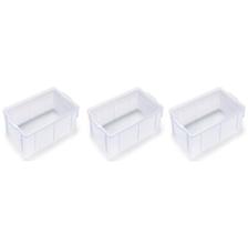 3 Caixas Plástica Empilhavel Branca Sem Tampa 14l 0640