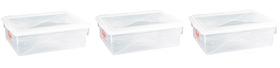 3 Caixas Plásticas C/ Tampa Organizadora Multi Uso 11 Litros