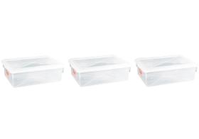 3 Caixas Plásticas C/ Tampa Organizadora Multi Uso 11 Litros