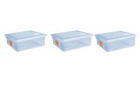 3 Caixas Plásticas Com Tampa Organizadora Multi Uso 8 Litros
