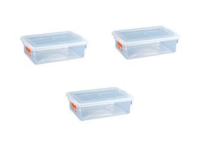 3 Caixas Plásticas Com Tampa Transparente Multi Uso 2,5 L - Pleion