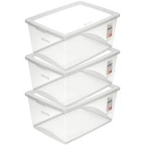 3 Caixas Plásticas Organizadoras 60L com Tampa My Closet Ordene Multiuso
