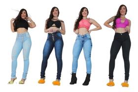 3 Calças Com Feminino Jeans Cintura Alta Menor Preço