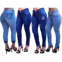 3 Calças Jeans Feminina Skinny Modelos Liso e Rasgado 3 Calças Jeans Feminina Skinny Modelos Liso e Rasgado
