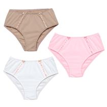 3 Calcinha Cintura Alta Luminate 2112 Renda Rosa Branco Choco 3 Calcinha Cintura Alta Luminate 2112 Renda Rosa Branco Choco