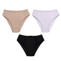 3 Calcinhas Luminate 0189 Laise Bordada Preto Branco Choco