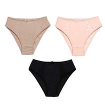 3 Calcinhas Luminate 0189 Laise Bordada Preto Pessego Choco