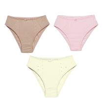 3 Calcinhas Luminate 0189 Laise Bordada Rosa Marfim Choco