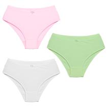 3 Calcinhas Luminate 22151 Cotton Rosa Branco Verde
