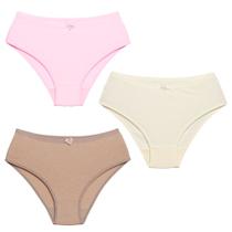 3 Calcinhas Luminate 22151 Cotton Rosa Marfim Choco 3 Calcinhas Luminate 22151 Cotton Rosa Marfim Choco