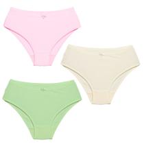 3 Calcinhas Luminate 22151 Cotton Rosa Marfim Verde