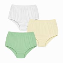 3 Calcinhas Plus Size Luminate 0162 Branco Marfim Verde 3 Calcinhas Plus Size Luminate 0162 Branco Marfim Verde