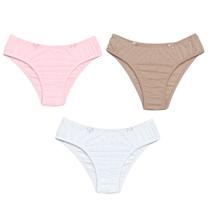 3 Calcinhas Tanga Luminate 0137 Bordada Rosa Branco Choco