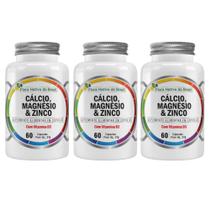 3 Cálcio + Magnésio + Zinco + Vitamina D3 60 Cápsulas Flora Nativa