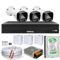 3 Câmeras Intelbras VHD 1220B Full Color Dvr 1004-c C/HD 500GB