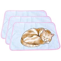 3 Caminhas para Cães e Gatos Dobrável 200 Lavagens 70x50 Branco com Borda Rosa Antipulgas Quality