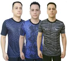 3 Camisa Esportiva Camiseta Básica Academia Treino Dry Fit Masculina Fitness Proteção UV - River