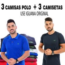 3 Camisas Polo Masculina Iguana + 3 Camisetas Masculina Iguana