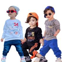 3 Camiseta Blusa Infantil Menino Manga Longa Roupa Criança
