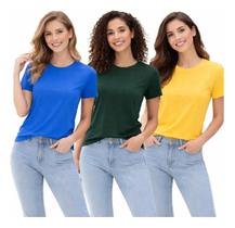 3 Camisetas Feminina Algodão 30.1 Kit 3 Cores Variadas Gola redonda Básica Trabalho Passeio Versátil Dia a dia T shirt Casual Manga curta Leve Confort 3 Camisetas Feminina Algodão 30.1 Kit 3 Cores Variadas Gola redonda Básica Trabalho Passeio Versátil Dia a dia T shirt Casual Manga curta Leve Confort