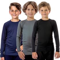 3 Camisetas Termica Segunda Pele Manga Longa Infantil e Juvenil Menino Inverno Frio de Crianças