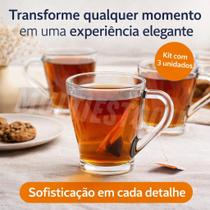 3 Canecas de Vidro 265ml Elegantes para Café e Chá 3 Canecas de Vidro 265ml Elegantes para Café e Chá