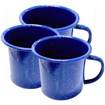3 Canecas Esmaltada Mãe Agata Tipo Ewel N 8 370ml Cor AZUL