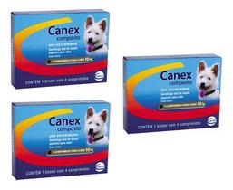 3 Canex Composto Vermifugo Cães Caixa 4 Comprimidos Ceva