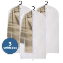 3 Capa Para Roupa Terno Casaco Protetora Camisa Roupas Geral Transparente Impermeavel Viagem Proteção Madrinhas Roupas Casacos Branco