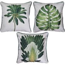 3 Capas Almofada Linho Coqueiro Ravenala Costela Adão 50x50