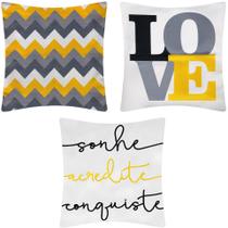 3 Capas Almofada Sarja Sonhe Acredite Love Chevron 45x45 cm 3 Capas Almofada Sarja Sonhe Acredite Love Chevron 45x45 cm