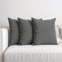 3 Capas Almofada Veludo Suede Sofa Decorativa 45x45 Cinza