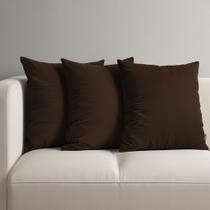3 Capas Almofada Veludo Suede Sofa Decorativa 45x45 Marrom